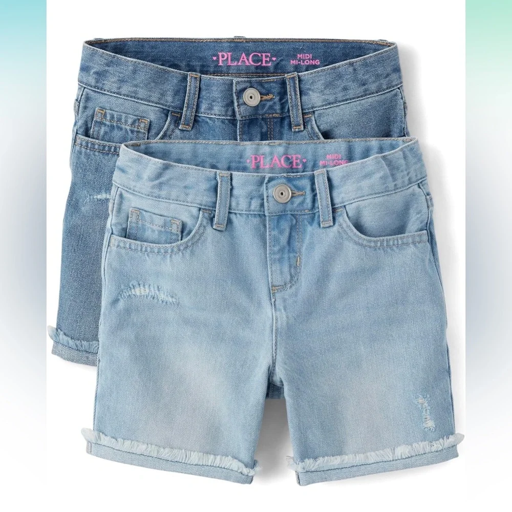NWT • 2-pack • Children's Place • Distressed Midi Short • Serena/Cloudless Wash